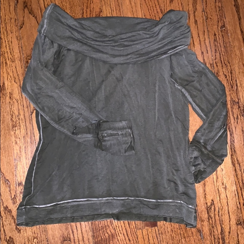 Army green cow neck long sleeve